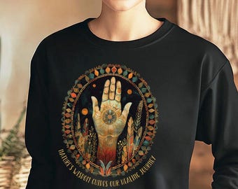 Womens Healing Hand Feather Shirt,Boho Feather Shirt,Native American Tee,Nature Lover Shirt,Native Spritual Shirt,Nature Lover Gift,Mom Gift
