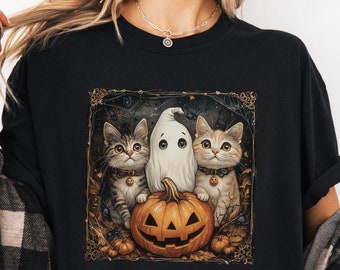 Halloween Cat Ghost Shirt,Halloween Cat Shirt,Cute Ghost Shirt,Halloween Gift For Cat Mom,Cat Lover Gift,Spooky Cat Ghost Tee,Comfort Colors
