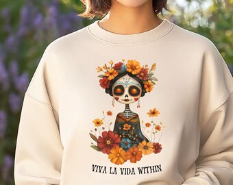 Day of the Dead Sugar Skull Tshirt,Dia de los Muertos Shirt,Mexican Folk Art Floral Tee,Viva La Vida,Hispanic Heritage,Mexican Fiesta Gift