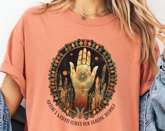 Womens Healing Hand Feather Shirt,Boho Feather Shirt,Native American Tee,Nature Lover Shirt,Native Spritual Shirt,Gift For Her,Comfort Color