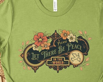 Women's Peace T-shirt,Boho Flower Shirt,Folk Art Flowers Shirt,Hippie Peace Tee, Peace Love Shirt,Gift For Mom,Retro Peace Shirt,World Peace