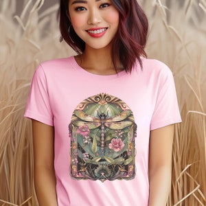 Womens Dragonfly Floral Tshirt,Boho Dragonfly Tee,Nature Lover Shirt,Garden Lover Gift,Cottagecore Tshirt,Botanical Shirt,Gift For Mom