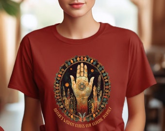 Womens Healing Hand Feather Shirt,Boho Feather Shirt,Native American Tee,Nature Lover Shirt,Native Spritual Shirt,Healing Gift For Her Mom