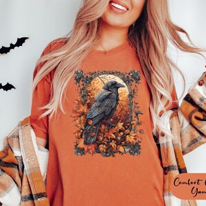 Womens Raven Shirt, Black Raven Tshirt,Witches Crow Shirt,Gothic Raven Shirt,Halloween Raven Tee, Dark Cottagecore,Comfort Colors Raven Tee