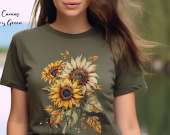 Womens Sunflower Tshirt,Floral Shirt,Spring Flower Shirt,Garden Lover Shirt,Nature Lover Shirt,Gift For Mom,Mothers Day Gift,Botanical Tee