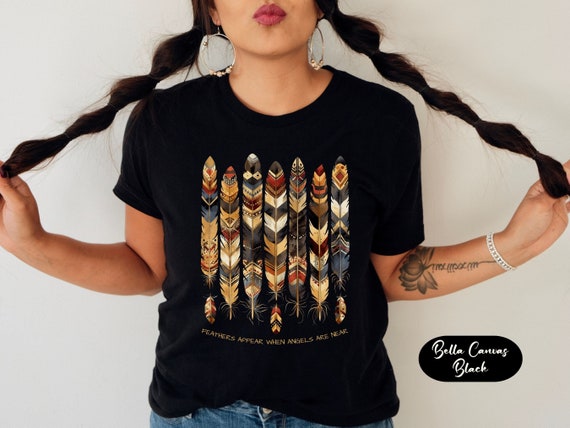 Native American Feather Tshirt,Boho Feather Shirt,Native American Pride,Native Spritual Tee,Native American Gift,Nature Lover Shirt,Mom Gift