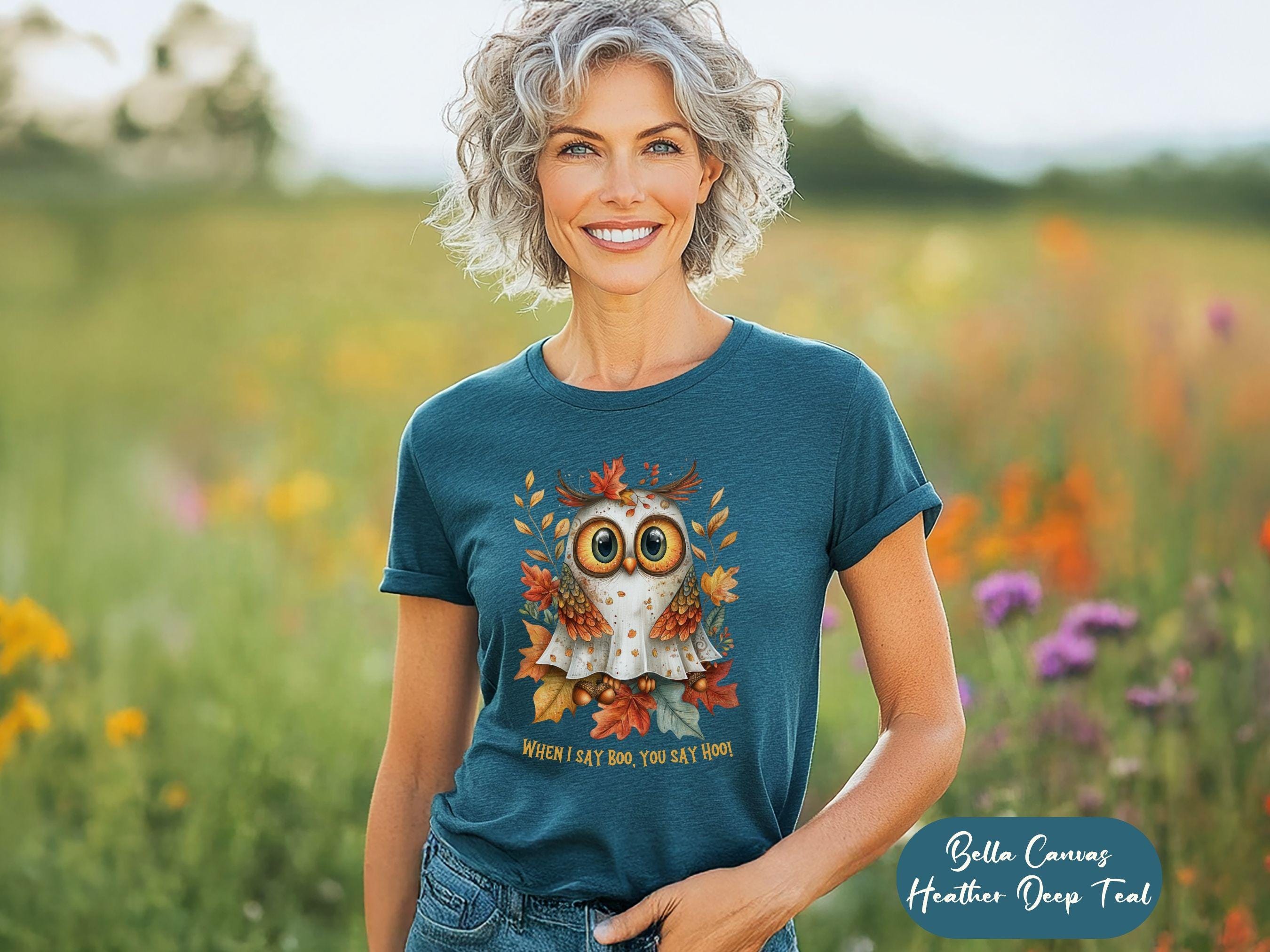 Cute Ghost Owl Halloween Shirt,Owl Ghost Tee,Fall Owl Tshirt,Owl Lover Tee,Boho Owl Shirt,Halloween