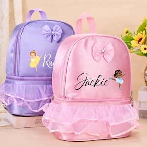 Personalisierter Ballerina-Rucksack Tanz-Ballett-Tanztasche Monogramm-Mädchenballerina-Tanztaschensatz mit Namensgeschenken für Kinderkleinkind-Tasche