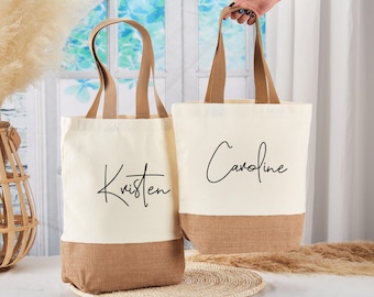 Bridesmaid Burlap Bags Personalized,Bridesmaid Proposal Bags,Monogram Tote Bag,Bridesmaid Gift Bag,Bachelorette Party Bags,Beach tote gifts