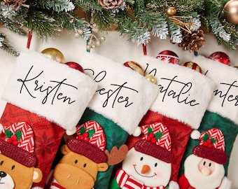Personalized Family Stockings Christmas Stockings,2024 Plush Christmas Stocking,Xmas Stocking With Name,Monogram Stocking,Holiday Decor Gift