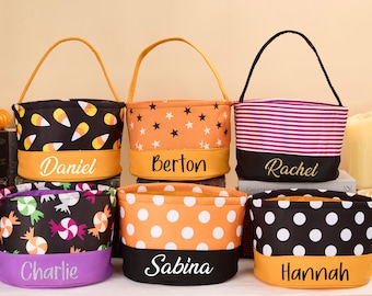 Halloween basket for kids,Trick or treat bag,Halloween Bag,Candy Basket with Name,Halloween Candy bucket,Kid Halloween Tote,Halloween Gifts