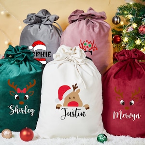 Custom Santa Sack Large Velvet Santa Sack,Christmas Gift Bag,Kids Xmas Gift Name Bags,Christmas Gift Bag for Christmas Party Supplies Favors
