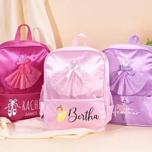 Personalisierte Monogrammed Dance Seesack Name Ballerina Nylon Rucksack Geburtstag Geschenke Tasche Kleine Tänzerin Geschenk Chanukka Geschenk Für Kinder Jubeln