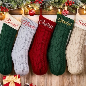 Personalized Family Christmas Stockings,2024 Embroidered Christmas Stocking,Knitted Stockings With Name,Monogram Stocking,Holiday Decor Gift