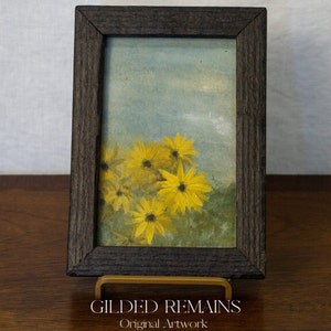 Original gouache painting- Golden Flowers - Flowers Botanical - Nature Art- Floral Painting - Housewarming