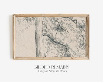 Samsung Frame TV Art / Original Sketch / Vintage Sketch DIGITAL Painting Farmhouse / Vintage Decor
