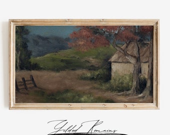 Samsung Frame TV Art | Original Painting | Vintage Farmyard DIGITAL Painting Farmhouse | Vintage Decor