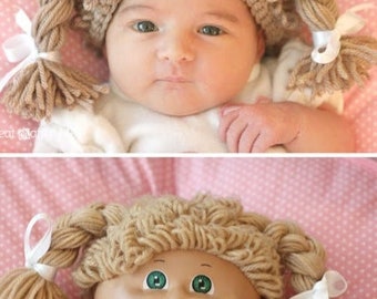 Cabbage Patch Hat Wig Halloween Baby Photoprop Newborn Costume