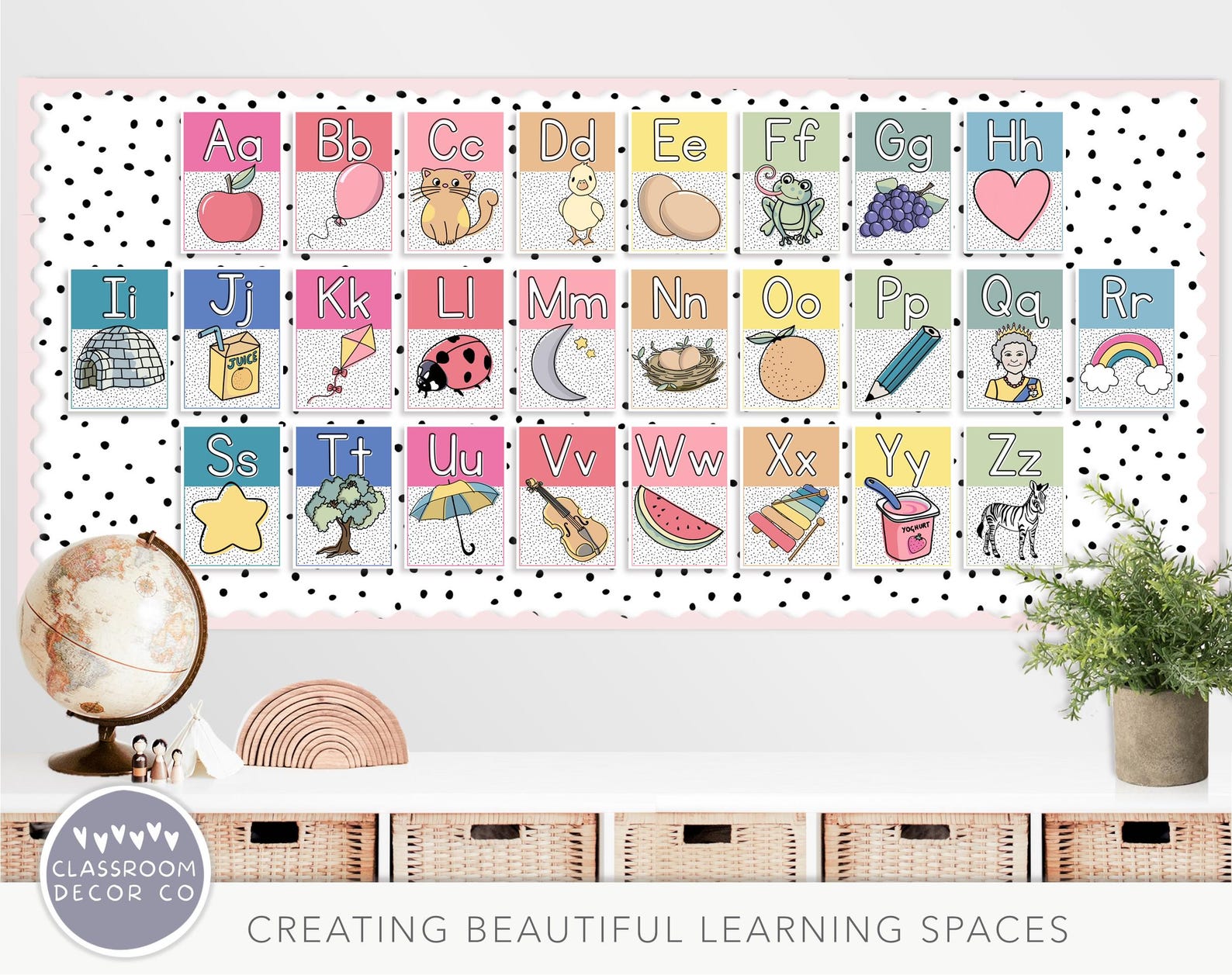 DOTTY WATERCOLOR Alphabet Posters, Classroom Letters Display, Letter ...