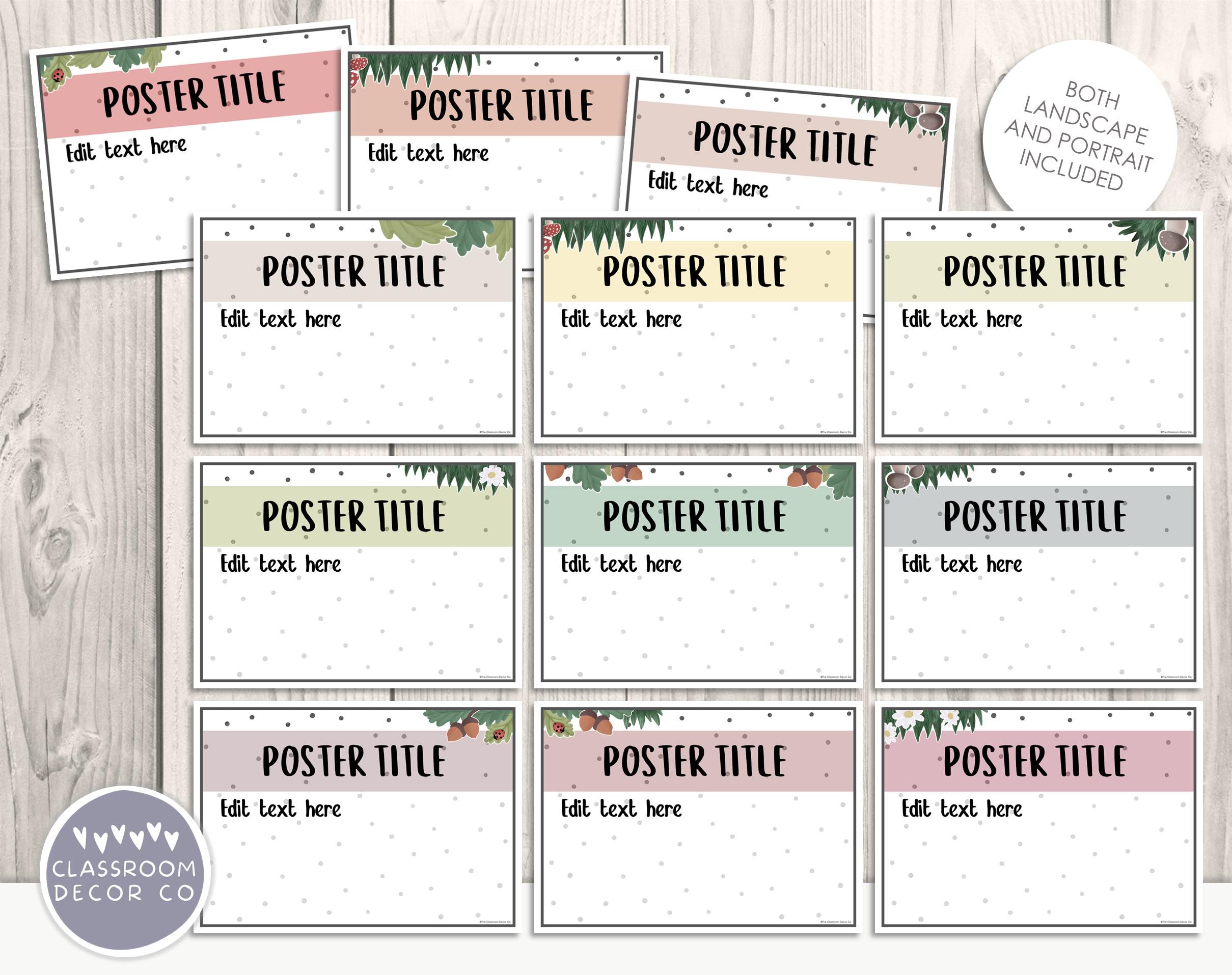 ENCHANTED FOREST Editable Classroom Posters, Rustic Woodland Class ...