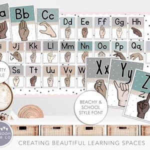 BEACHY BOHO American Sign Language Posters, ASL Display Posters ...