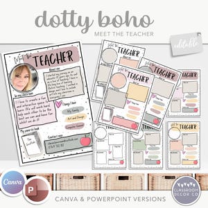 DOTTY BOHO Meet the Teacher, Editable, Bright Rainbow Classroom Decor