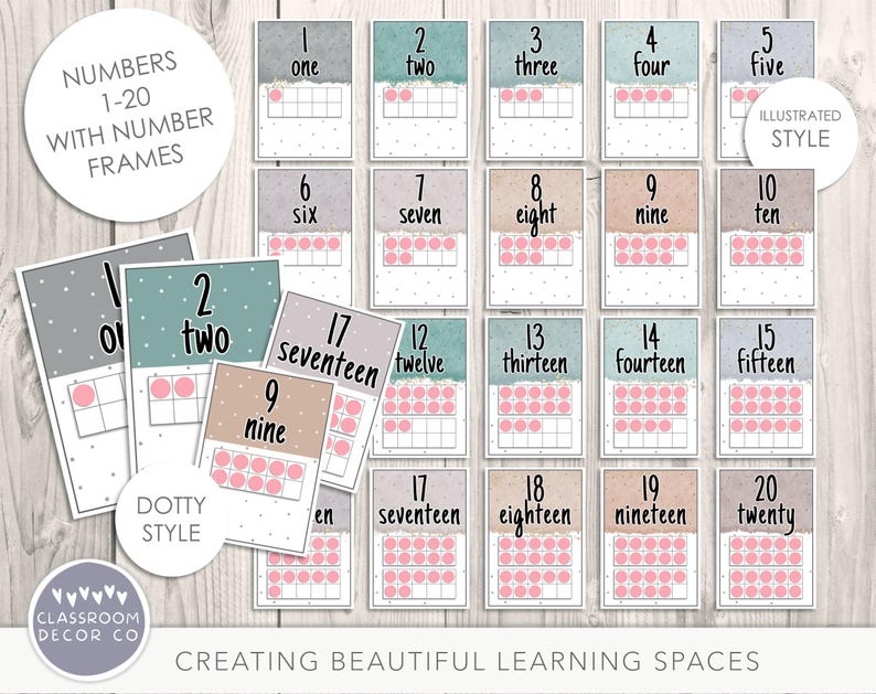BEACHY BOHO Number Posters, Tens Frames Number Posters, Numicon Display ...