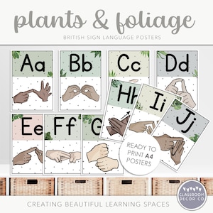 PLANTS & FOLIAGE BSL Sign Language Posters, British Sign Language Display, Inclusive Classroom Display, Modern Boho Plants Class Decor