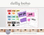 DOTTY BOHO Color Posters, Colour Posters, Classroom Printables, Classroom Display Posters, Neutral Classroom Decor, Boho Classrrom Decor