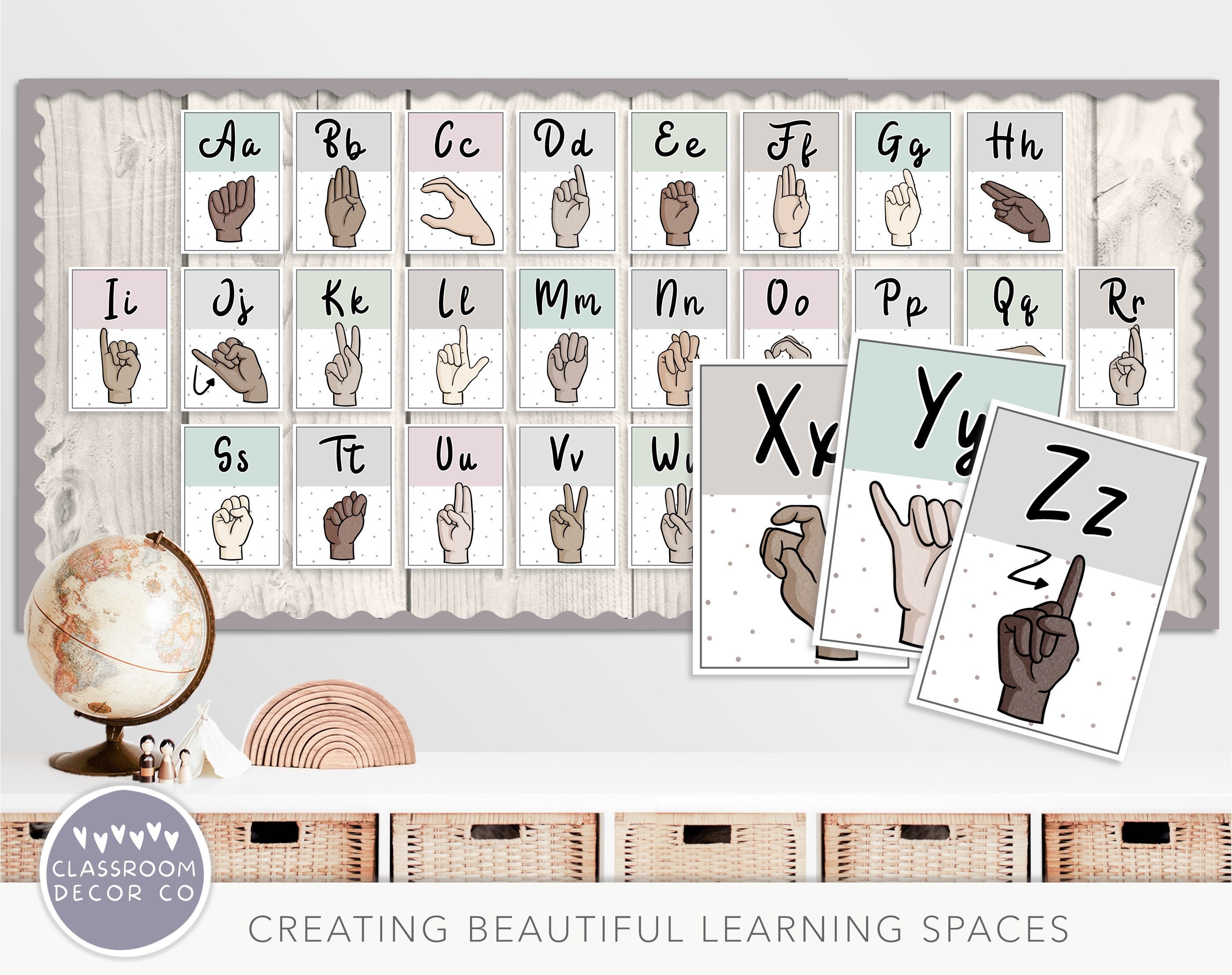 Toy Food 18-Piece ASL Poster Set - American Sign Language Charts For ...