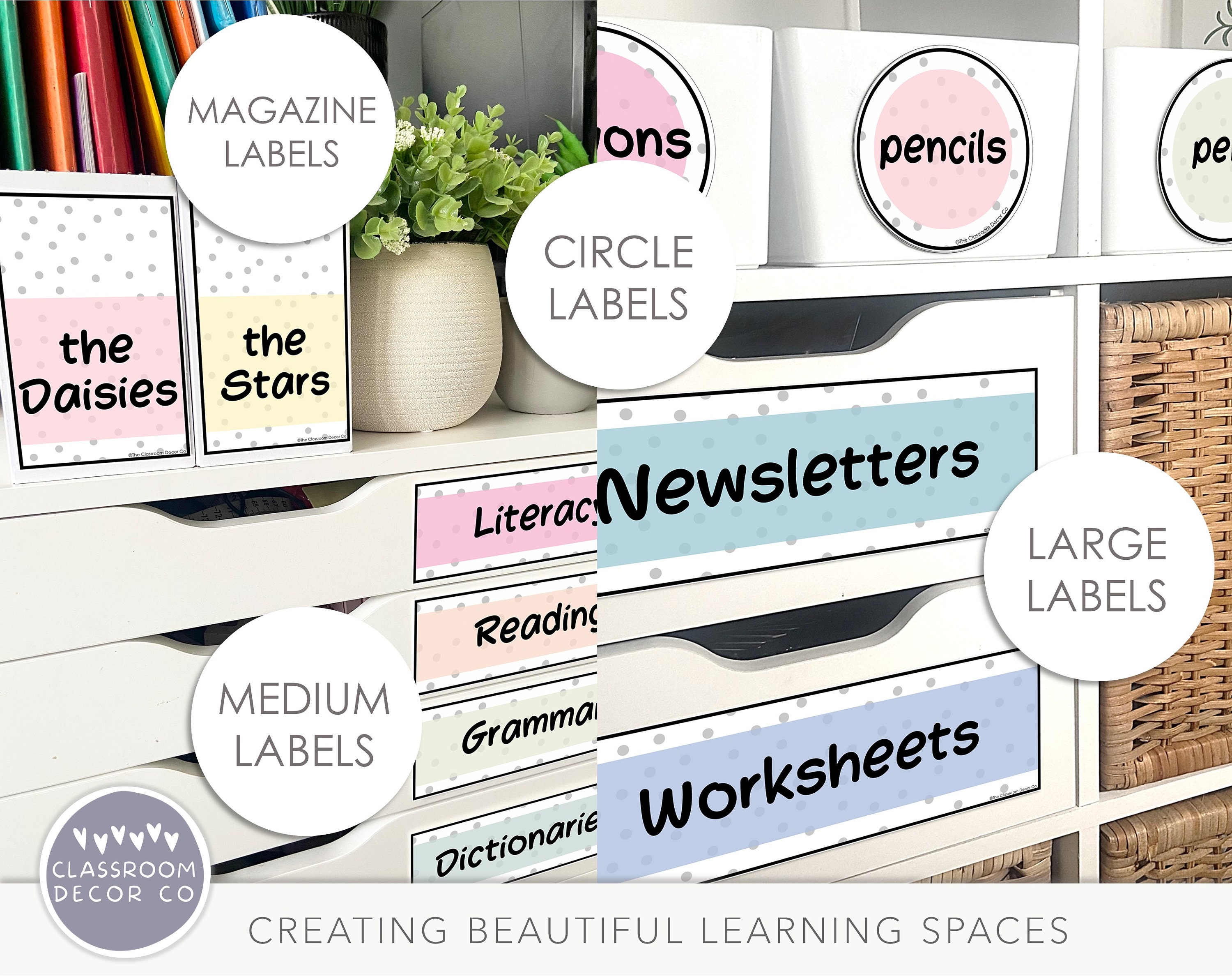 PASTEL CUTIE Storage Label Bundle, Classroom Organization Labels ...