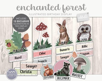 ENCHANTED FOREST Birthday Display, Celebration Classroom Display, Modern Boho Plants Classroom Decor, Modern Greenery Classroom Decor