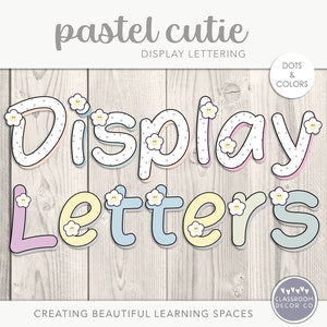 PASTEL CUTIE Display Letters, Cartas de visualización del encabezado del tablón de anuncios, Decoración del aula pastel silenciada, Decoración del aula pastel dulce