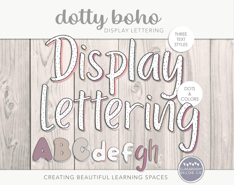 DOTTY Boho Display Lettering, Custom Classroom Display, Modern Boho Classroom Decor, Calm Neutral Class Decor, Spotty Class Decor image 1