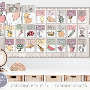 Pôsteres do alfabeto DOTTY BOHO, decoração neutra para sala de aula, decoração para sala de aula do ensino fundamental, decoração para sala de aula do ensino fundamental imagem 2