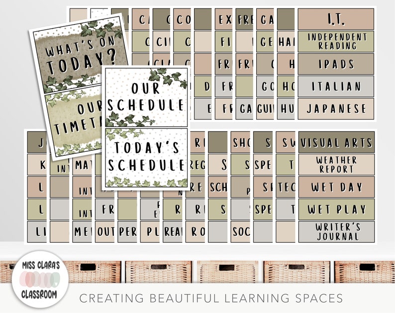 BOHO FARMHOUSE Daily Schedule Classroom Timetable Display - Etsy