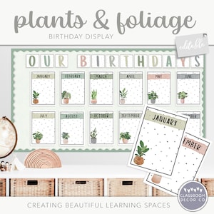 PFLANZEN & LAUB Geburtstags-Dekoration, Feier Klassenzimmer-Dekoration, modernes Boho-Pflanzen-Klassenzimmer-Dekor, modernes Greenery-Klassenzimmer-Dekor