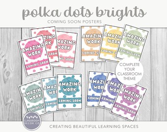 POLKA DOTS "BRIGHTS" Prossimamente poster, decorazioni per l'esposizione di piante moderne in aula, decorazioni per l'aula con arcobaleno luminoso