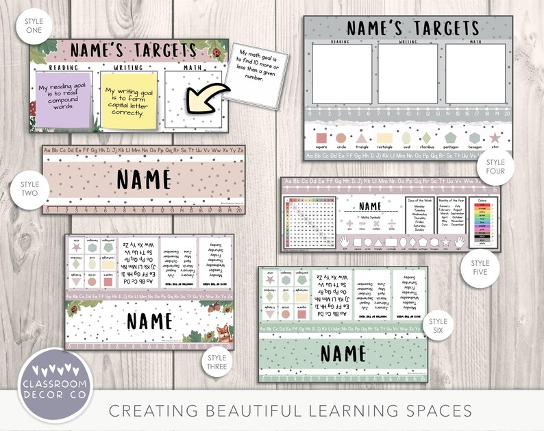 ENCHANTED FOREST Individual Target Desk Plates, Target Tracker, Steps ...