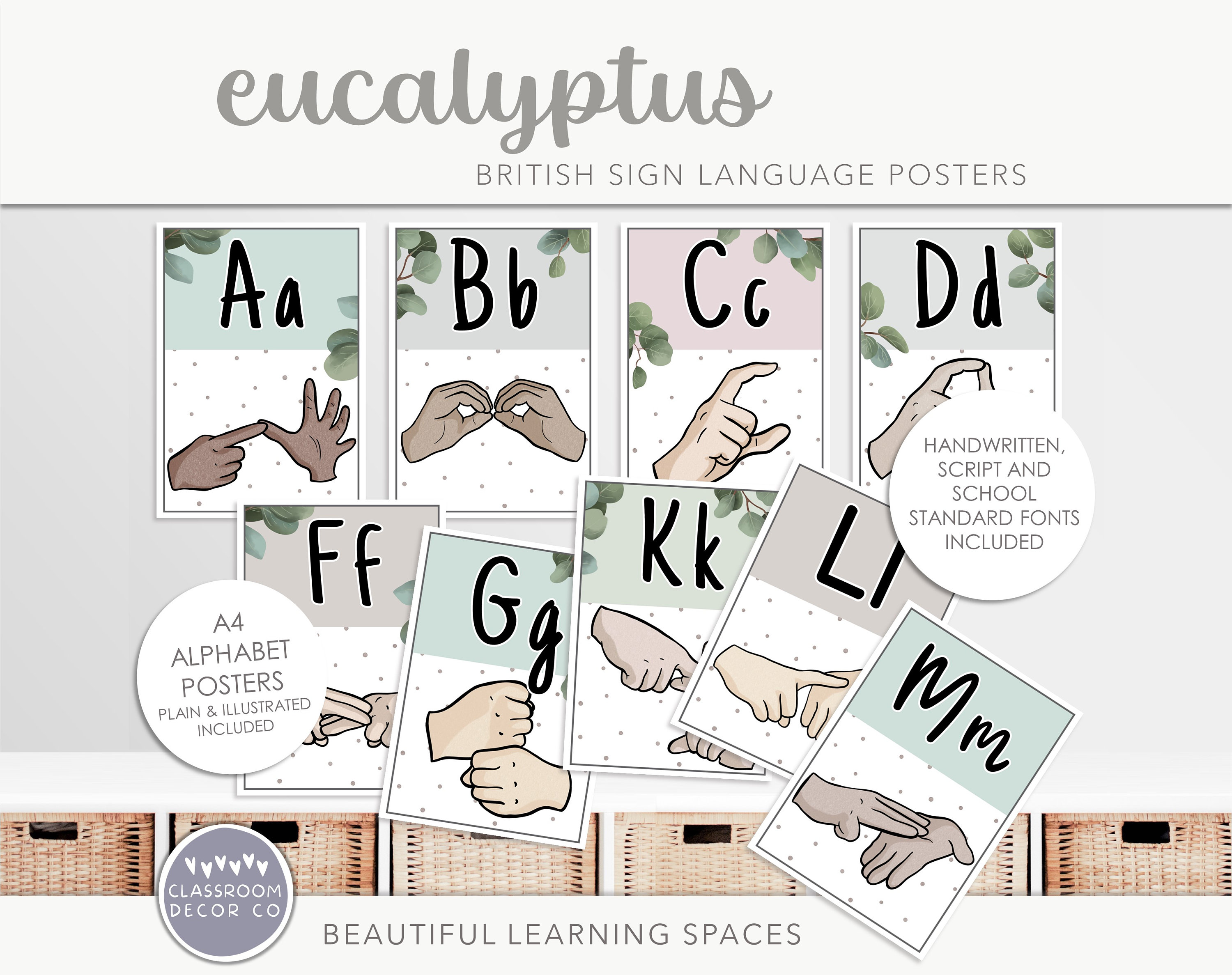 EUCALYPTUS BSL Sign Language Posters, British Sign Language Display ...