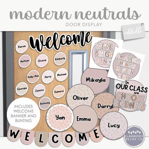 MODERN NEUTRALS Classroom Door Display | Editable Digital Download