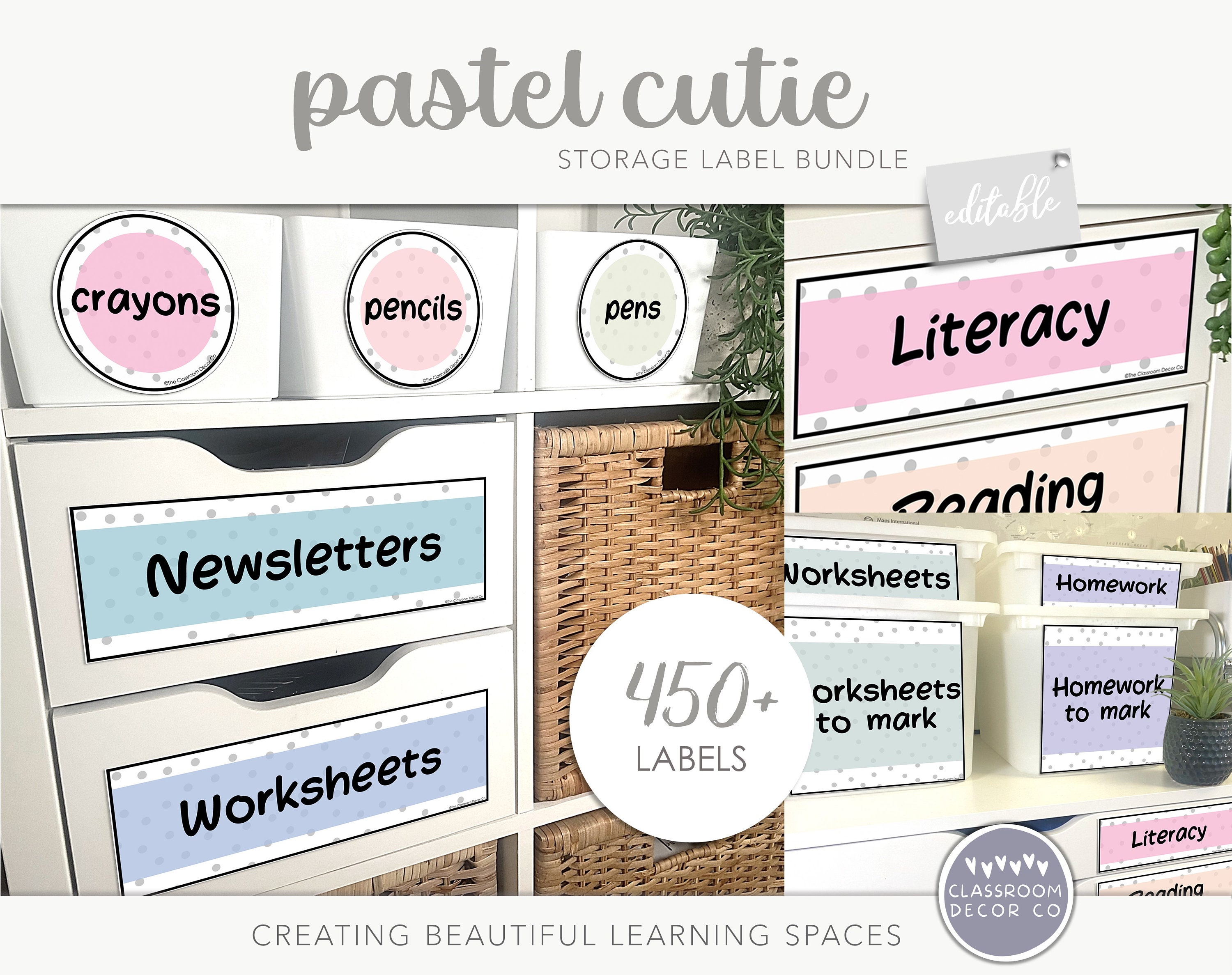 PASTEL CUTIE Storage Label Bundle, Classroom Organization Labels ...
