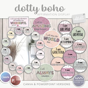 DOTTY BOHO Affirmation Display, Editable, Neutral Classroom Decor, Positive Classroom, Classroom Self-Esteem, Boho Classroom