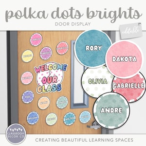 POLKA DOTS ‘BRIGHTS’ Classroom Door Display, Customizable Display, Classroom Printables, Bright Dotty Classroom Decor, Spotty Rainbow Class