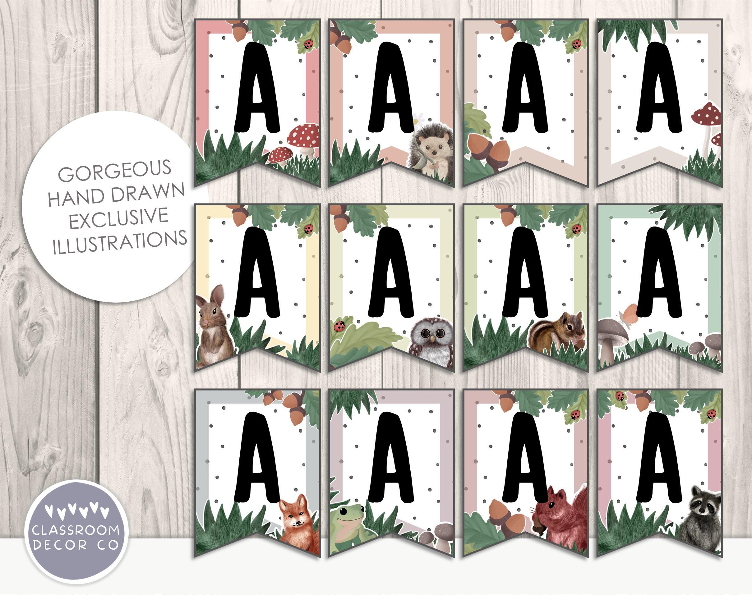 ENCHANTED FOREST Flag Bunting, Custom Classroom Lettering Display ...