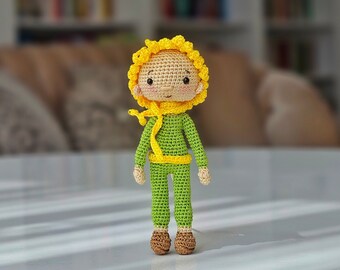 手作りかぎ針編みの星の王子さま人形：オーガニックあみぐるみ