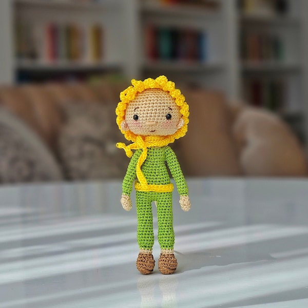 Miniature poupée Amigurumi Le Petit Prince, personnage, poupée Amigurumi, poupée au crochet, poupée bio, fait main