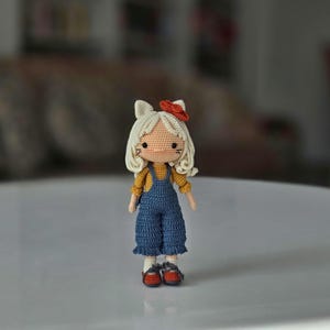 Lucia Catdoll Mini Amigurumi Crochet Doll, Organic Doll, Amigurumi Doll, Crochet Art, Tiny Amigurumi Toys, Miniature, Handmade