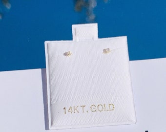 Pendientes de oro macizo de 14K para niña, pendientes con espalda de bola, pendientes CZ para niña pequeña, pendientes diminutos, pendientes de oro real, niños