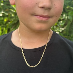 18K peuter jongen ketting, baby boy figaro ketting, gouden ketting voor kleine jongen, baby sieraden figaro ketting voor baby, peuter ketting